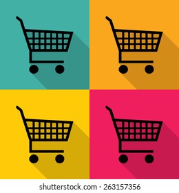 shopping cart icons set great for any use. Vector EPS10.