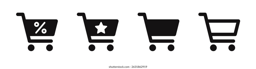 Shopping cart icons set. Internet shop buy symbol. Vector illustration.