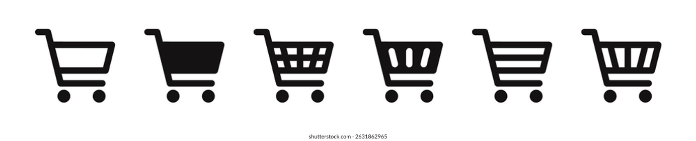 Shopping cart icons set. Internet shop buy symbol. Vector illustration.