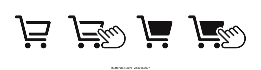 Shopping cart icons set. Internet shop buy symbol. Vector illustration.