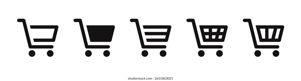 Shopping cart icons set. Internet shop buy symbol. Vector illustration.