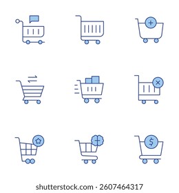 Shopping cart icons set. Line Duotone style, editable stroke. customer, ecommerce, cart, shopping cart.