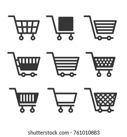 Shopping Cart Icons Set on White Background. Vector