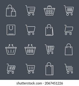 shopping cart icons set. shopping cart pack symbol vector elements for infographic web