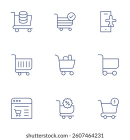 Shopping cart icons set. Thin Line style, editable stroke. shopping, online shopping, shopping cart, cart.