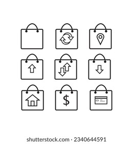 Iconos de carrito de compras configurados Desde varios iconos de juego a atributos de iconos web para tienda en línea.