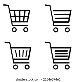 Iconos del carro de la compra establecen la ilustración del vector. Cesta de compras. Carro de compras. Carrito de compras de tiendas web