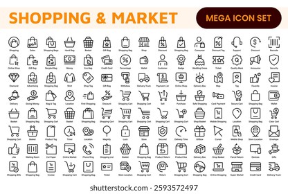 Shopping Cart Icons Set. Vector Icons for Retail, Online Shopping, E-commerce, Checkout, and Shopping Experience
