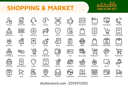 Shopping Cart Icons Set. Vector Icons for Retail, Online Shopping, E-commerce, Checkout, and Shopping Experience