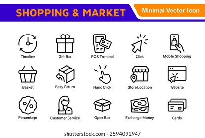Shopping Cart Icons Set. Vector Icons for Retail, Online Shopping, E-commerce, Checkout, and Shopping Experience