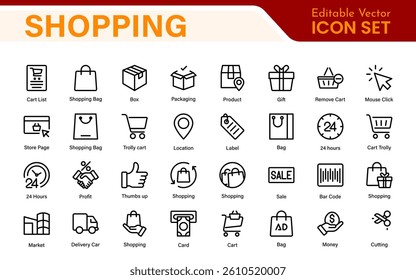 Shopping Cart Icons Set. Vector Icons for Retail, Online Shopping, E-commerce, Checkout, and Shopping Experience