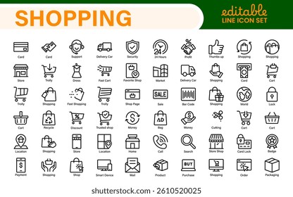 Shopping Cart Icons Set. Vector Icons for Retail, Online Shopping, E-commerce, Checkout, and Shopping Experience