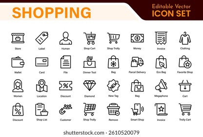 Shopping Cart Icons Set. Vector Icons for Retail, Online Shopping, E-commerce, Checkout, and Shopping Experience