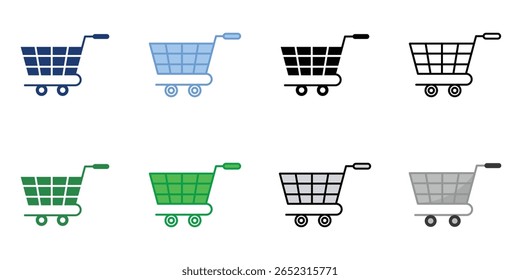 Coleção de estilos múltiplos de conjunto de ícones de carrinho de compras