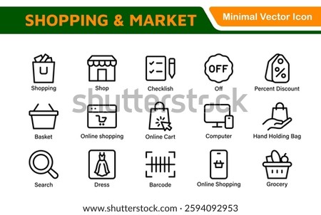 Shopping Cart Icons Set. Vector Icons for Retail, Online Shopping, E-commerce, Checkout, and Shopping Experience