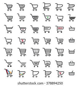 Shopping cart icons set for website