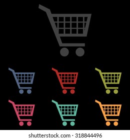 Shopping cart icons ( signs ) for online purchases- vector icon set 