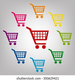 Shopping cart icons ( signs ) for online purchases- vector sign. Icons colorful set