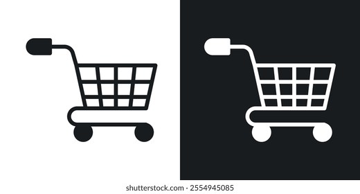 shopping cart icons in solid black and white colors