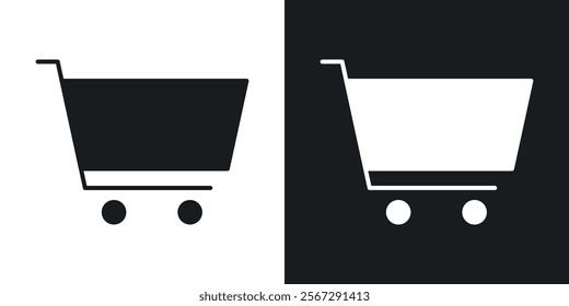 shopping cart icons in solid black and white colors