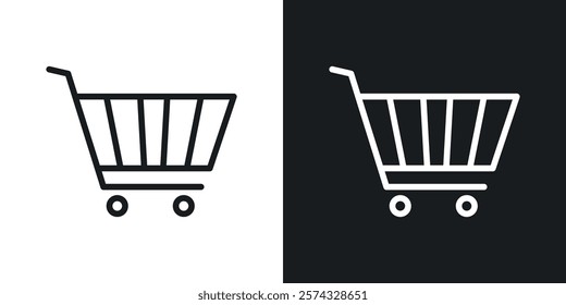 shopping cart icons in thin black and white stroke liner style