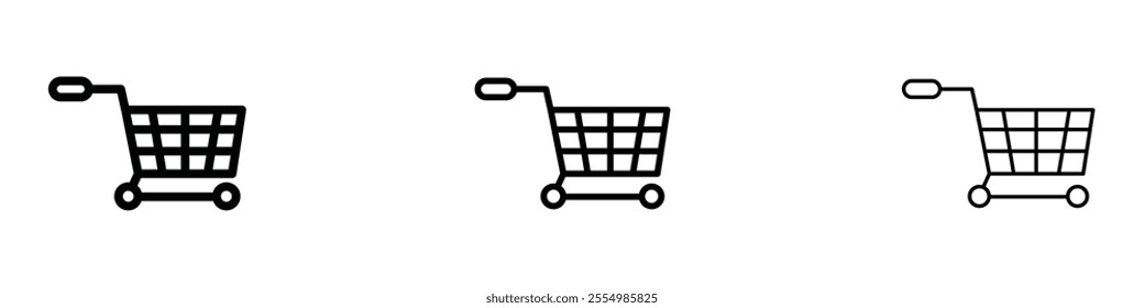 shopping cart icons in tree different stroke sizes