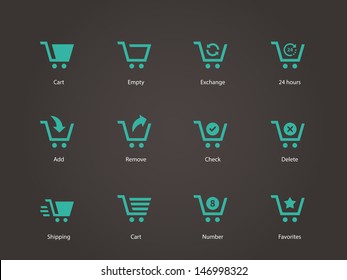 Shopping cart icons. Vector illustration.