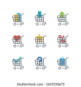 Shopping cart icons,simple line stroke vector illustrations.
EPS 10.