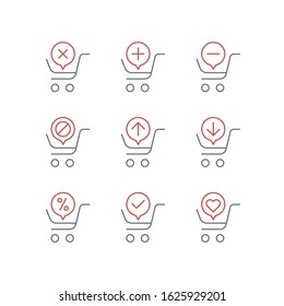 Shopping cart icons,simple line stroke vector illustrations.
EPS 10.