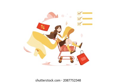 Shopping Cart Illustration concept. Flat illustration isolated on white background.