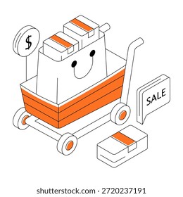 Ilustración de Carrito de compras, Vector editable