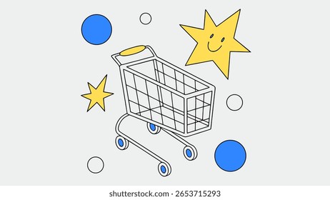 Shopping cart illustration featuring. Shopping cart