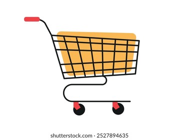 Ilustração do carrinho de compras. Gráfico vetorial para compras, descontos e compras online. 
