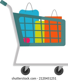 Shopping cart, illustration, vector on a white background.