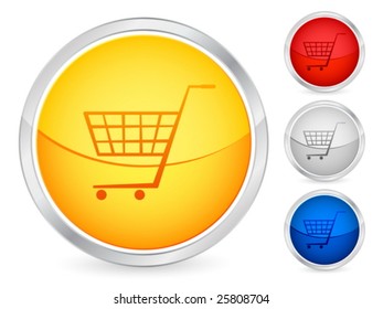 Shopping cart internet button set. Vector illustration.