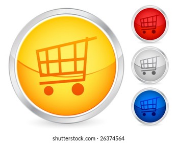 Shopping cart internet button set. Vector illustration.