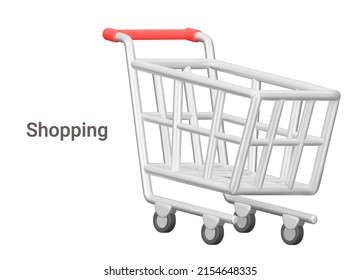 Shopping cart. Isolated 3d object on a transparent background