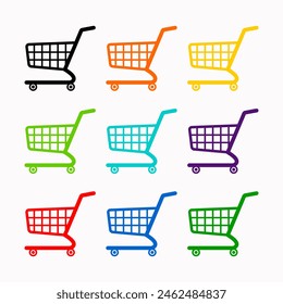 Shopping cart Isolated icons. Commerce and business symbol for super store marketing poster and banner on media and web. Editable vector, easy to change color or manipulate. eps 8