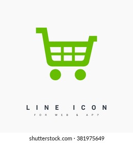 a shopping cart isolated minimal single flat linear icon for application and info-graphic. Commerce line vector icon for websites and mobile minimalistic flat design.