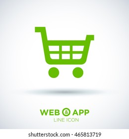 A Shopping Cart Isolated Minimal Single Flat Linear Icon For Application And Info-graphic. Commerce Line Vector Icon For Websites And Mobile Minimalistic Flat Design.