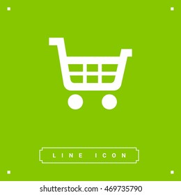 a shopping cart isolated minimal single flat linear icon for application and info-graphic. Commerce line vector icon for websites and mobile minimalistic flat design.