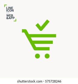Shopping cart isolated minimal single flat linear icon for application and info-graphic. Commercial line vector icon for websites and mobile minimalistic flat design.