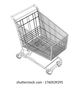Shopping cart isolated on white background. Vector illustration.