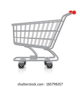 Shopping cart isolated on white photo-realistic vector illustration