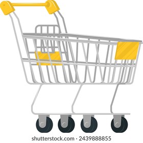 Carrito de compras aislado en blanco. Gran cesta de metal para alimentos sobre ruedas. Carro de compras. Concepto de compras. Ilustración vectorial. Vacío
Carrito de compras Carro en Supermercado
Vector