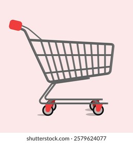shopping cart isolated on white background. Flat vector illustration.
