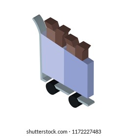 Shopping cart isometric left top view 3D icon