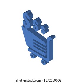 Shopping cart isometric left top view 3D icon