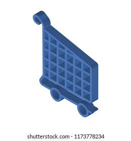 Shopping cart isometric left top view 3D icon