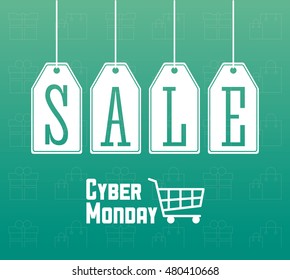 Shopping cart labels and cyber monday design